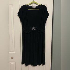 Olivia Matthews Black Midi Dress with Embellished Detail Sz 2X